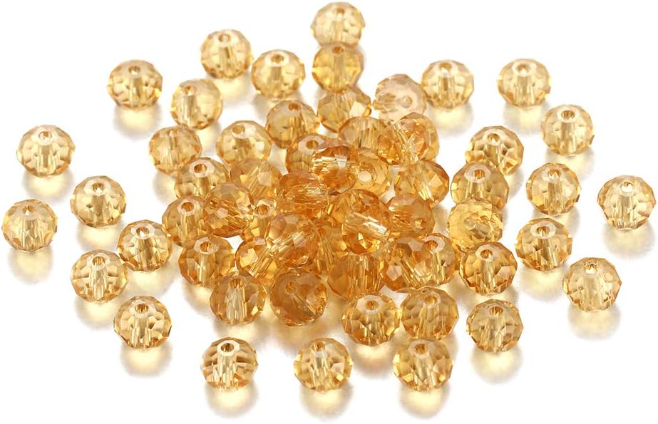 70-300pcs 3/4/6/8mm Translucent Czech Crystal Glass Bead Faceted Colorful Spacer Bead for DIY Bracelet Jewelry Making Supplies (Camel, 4mm x 200pcs)