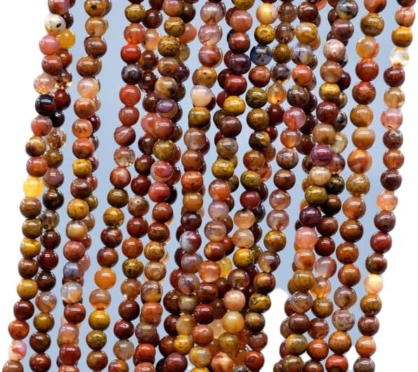 13 inch Strand of Natural gem Ocean Fossil Agate, 4mm Round Smooth Beads for DIY Jewelry Making. | Beads_05852