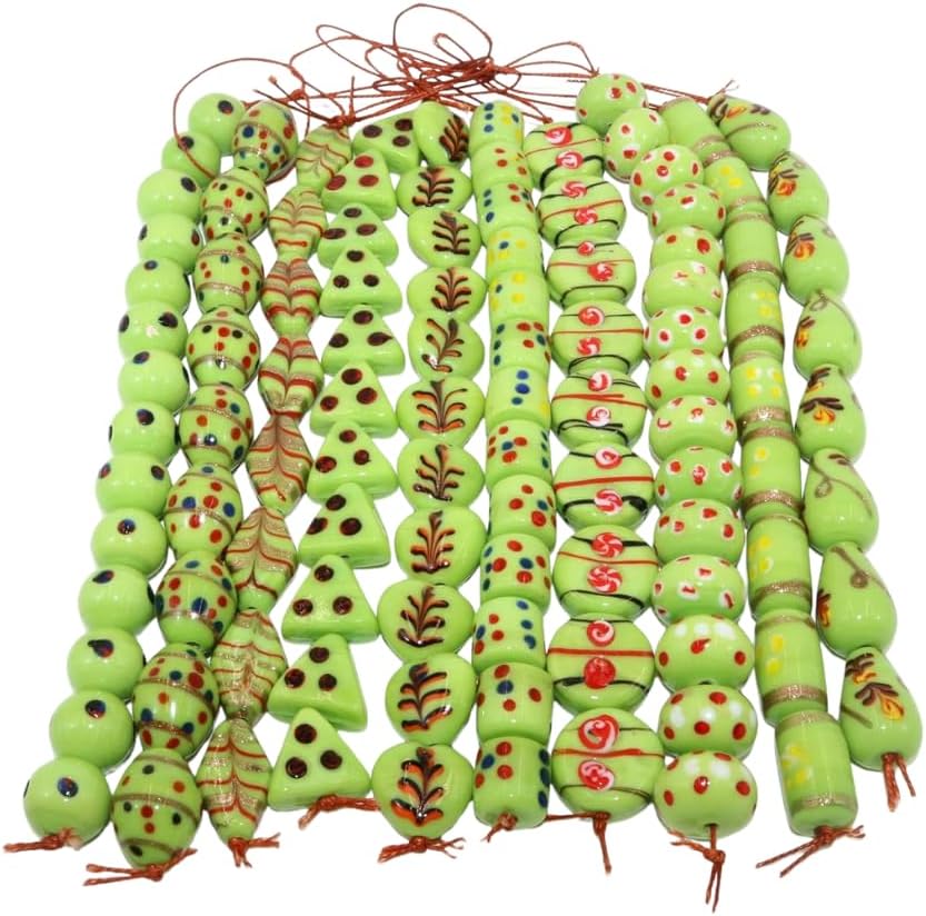 Multi Style Glass Beads, Handmade Lampwork Beads for Jewelry Making, DIY Craft & Decoration, Light Green (20)