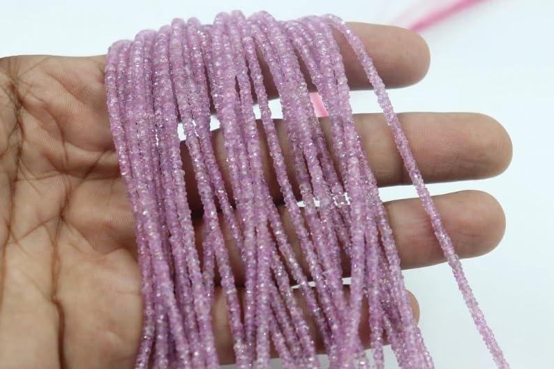 Natural Pink Sapphire Faceted Rondelle Beads 2.5-3.5mm Pink Sapphire Faceted 3mm Pink Sapphire Beads Wholesale Beads