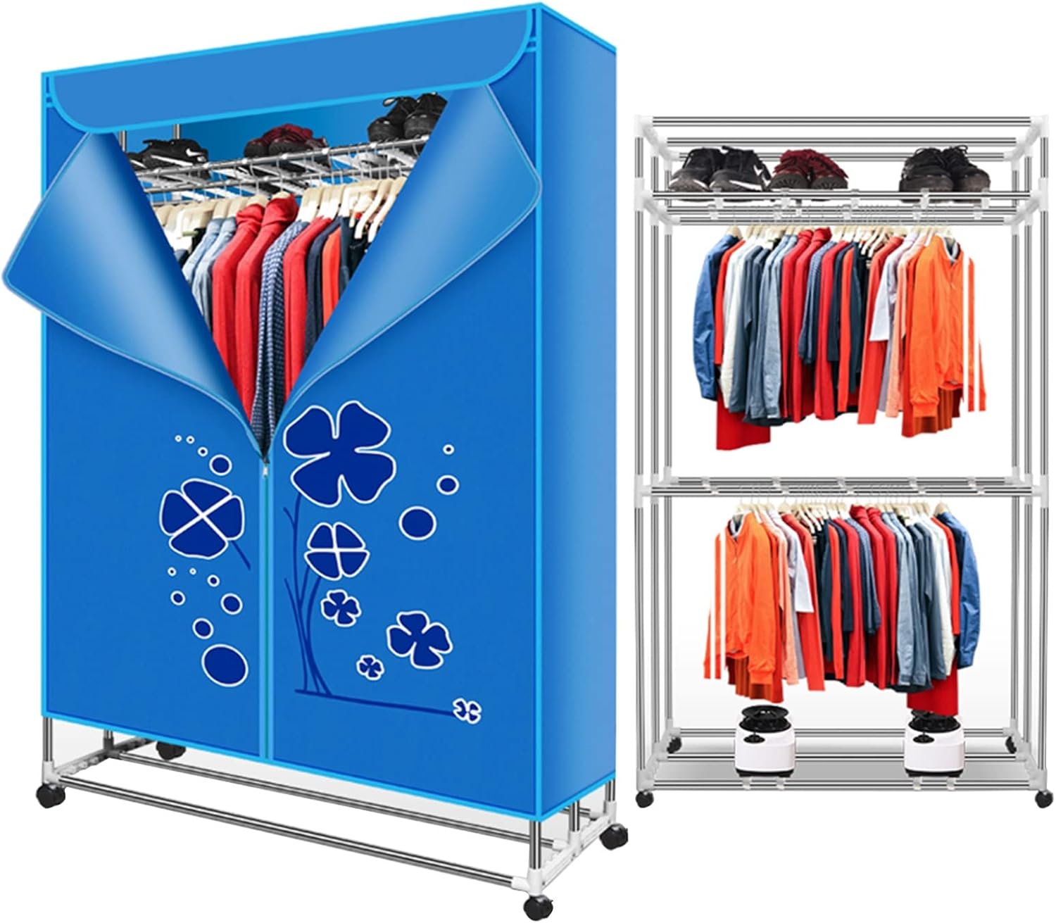 Electric Clothes Dryer, Portable 3-Tier 1200w Stainless Steel Electric Clothes Drying Rack Foldable 166cm, 40kg Large Capacity for Home Household Cloth Drying The New