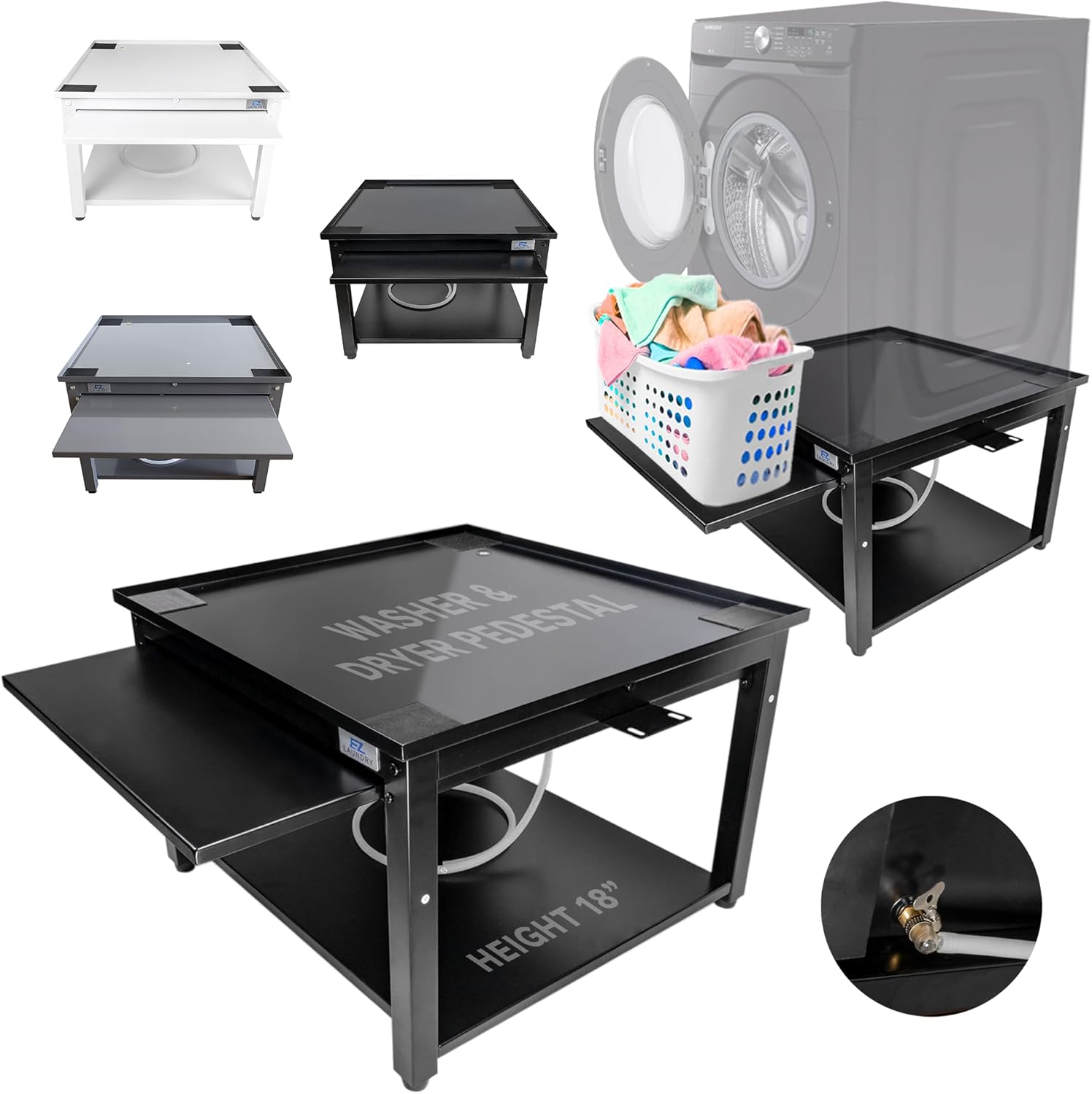 Washer and Dryer Pedestal with Pullout-Shelf - 29