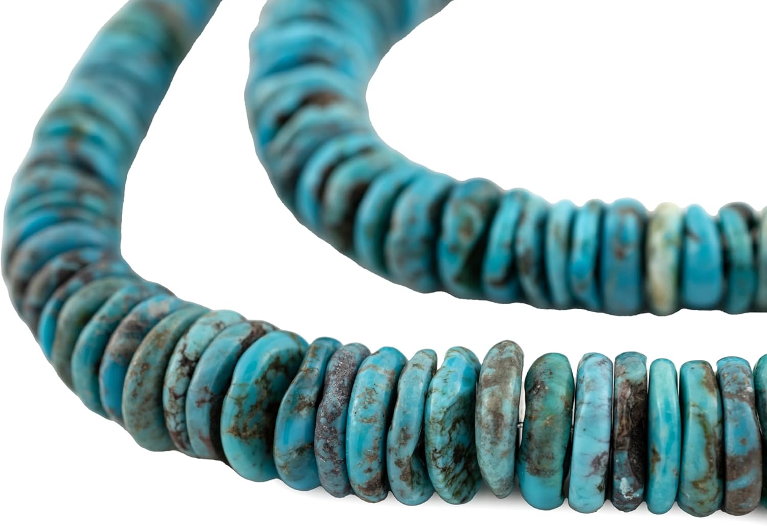 Natural Turquoise Graduated Disk Beads: Authentic Blue Stone Strand for Jewelry Making, 16 Inch