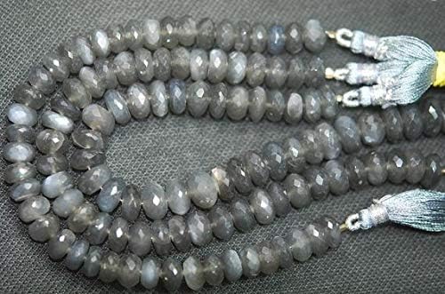 8 Inch Strand, Grey Moonstone Faceted Rondelles,7-8mm Size Code-HIGH-57687