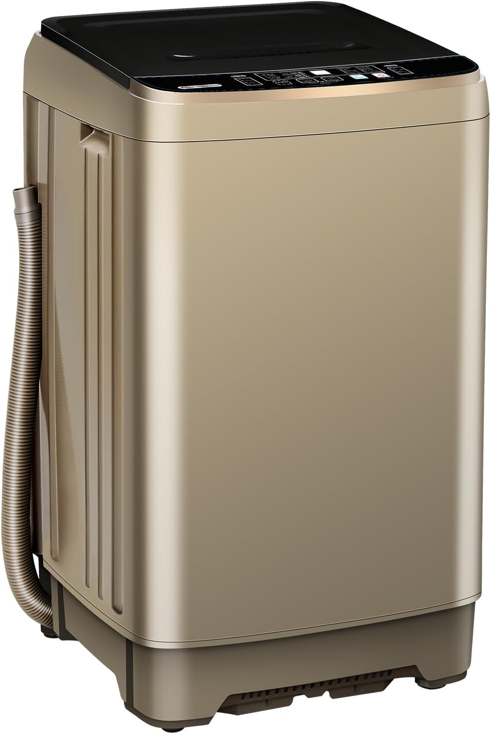 Full Automatic Washing Machine with LED Display, 10 Programs & 8 Water Levels Selections, 15.6Lbs for Home, RV, Camping, Apartment, Dorm (Gold)