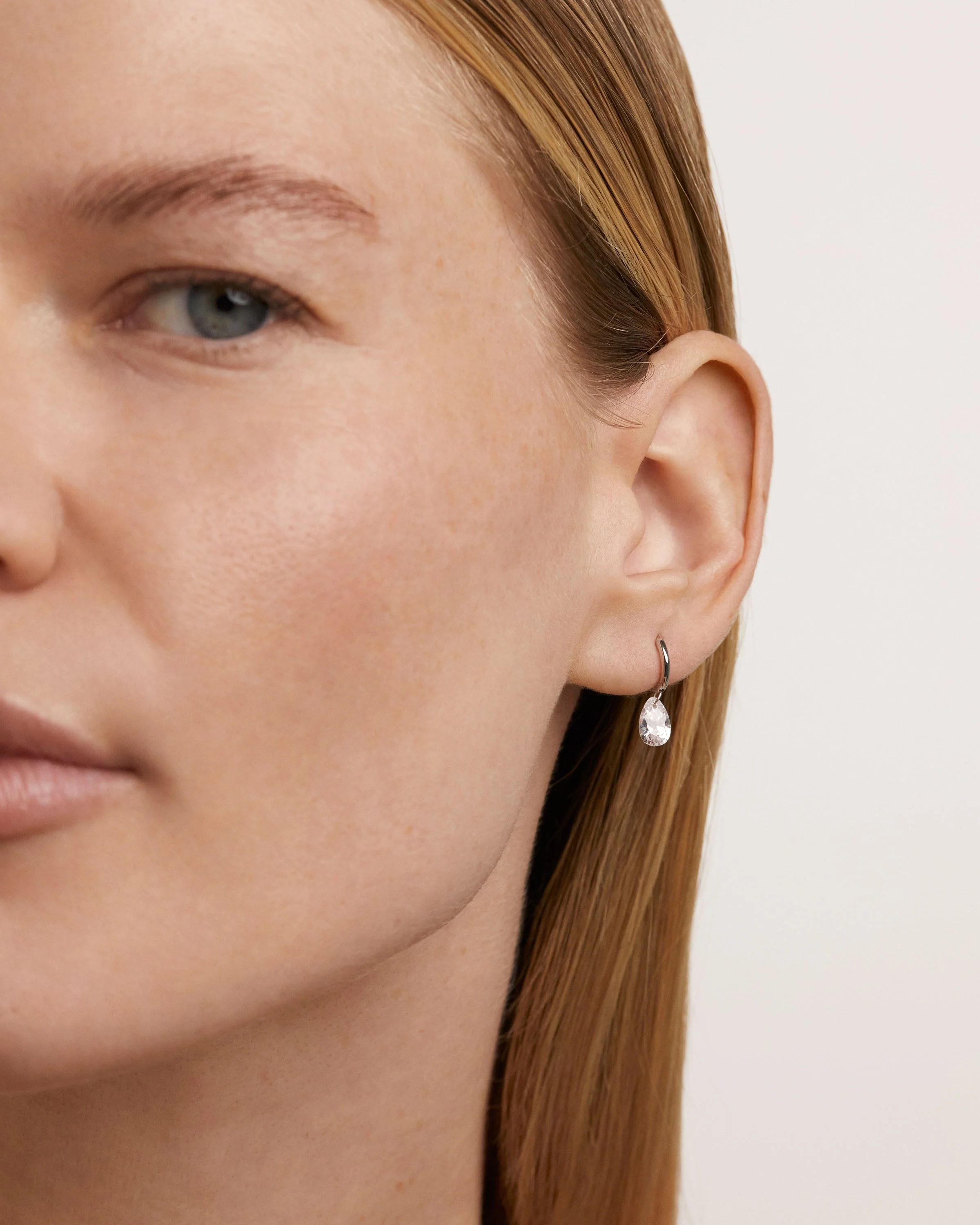 Aqua silver single hoop Earring