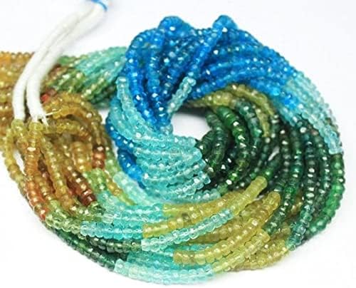 Beads Gemstone Natural Multi Apatite Faceted Loose Rondelle Gemstone Craft Beads Strand 14 Inch Long 3mm Code-HIGH-27425