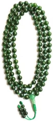 Natural Dark Green Tibetan jade 10mm 108 Mala Beads, Spiritual, Meditation Beads, Reiki, Japa Mala, Buddhist Prayer Beads, Yoga Bracelet, healing beads LKMALA-RRGU-835