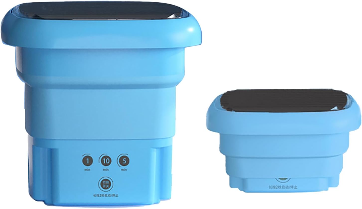 Foldable Washing Machine, Portable Washing Bucket - US 110V‑220V Collapsible Washing Machine for Baby Clothes, Underwear or Small Items, Apartment, Mini Laundry Machine(Blue)