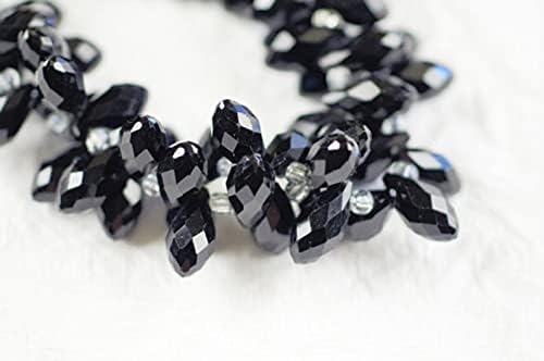 8 inch Strand of Natural Black Crystal 12X6mm Marquise Faceted briolette Beads for DIY Jewelry Making. |BRIO_00852