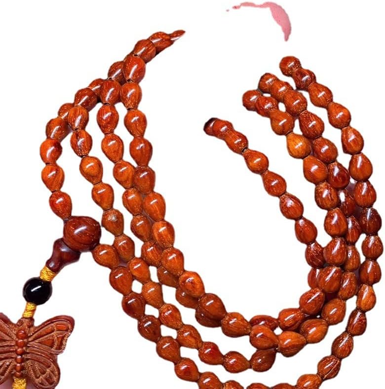 Mascot Wooden Crafts Wood Carving Art Wood Decoration Artwork 小叶紫檀3*5水滴带星 珠子圆润饱满光滑细腻搭配可爱蝴蝶女士念珠(小叶紫檀水滴搭配蝴蝶款)