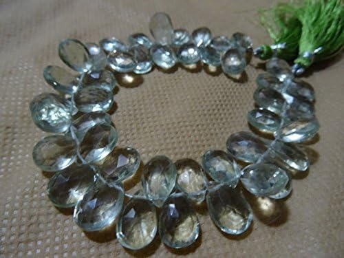 11-14MM Pcs 44 Natural Green Amethyst Faceted Briolette Pears