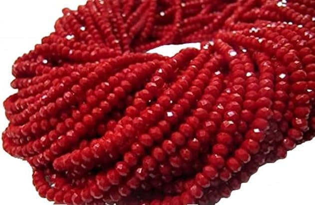 Hydro Quartz Red Coral Color Beads Size 3-4mm Rondelle Faceted Beads 13