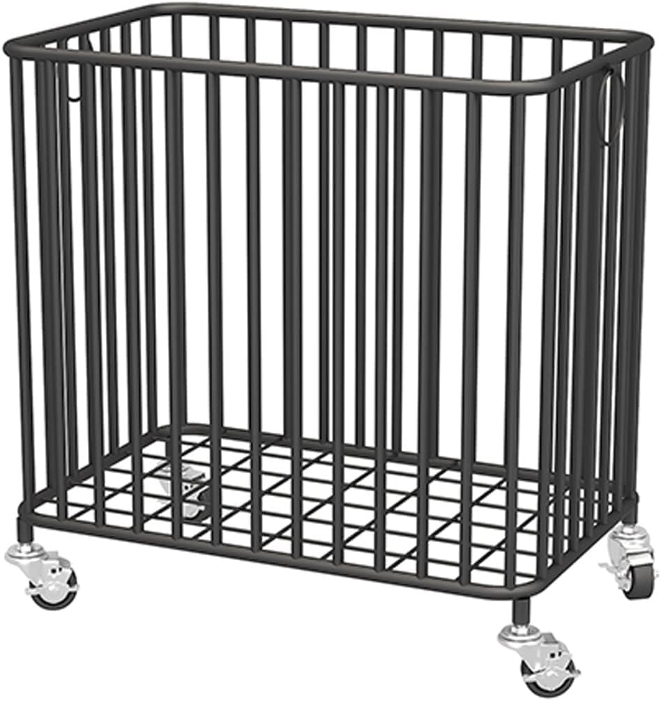 Easyars Rolling Laundry Hamper with Wheels,Large-size Metal Laundry Basket Cart,Clothes or Linen Storage Organize Hamper Bin for Living Room,Bathroom,Closet or Children Bedroom,Black