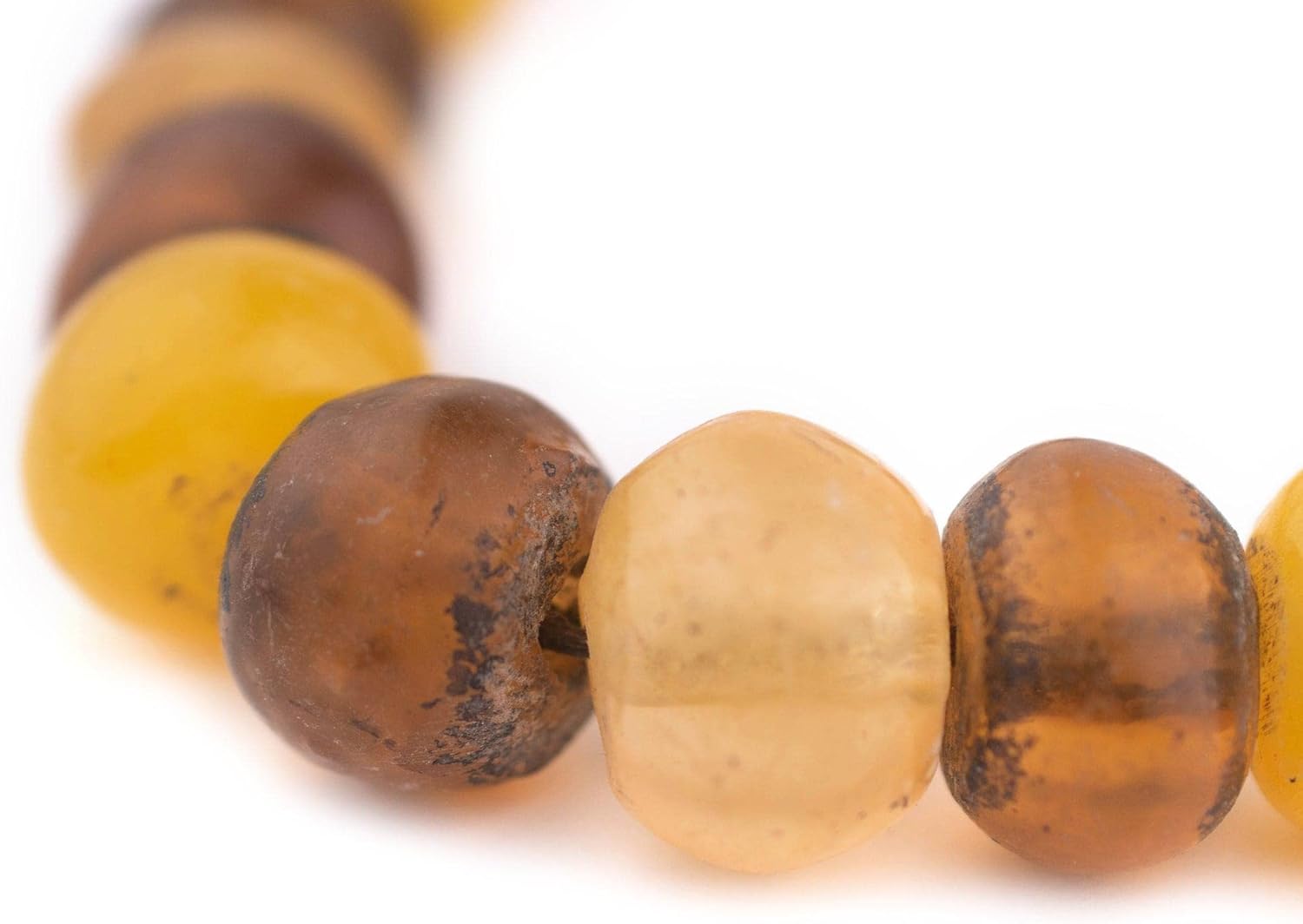 The Bead Chest Moroccan Translucent Amber Resin Beads Petite 21mm Morocco African Multicolor Round Large Hole 22 Inch Strand Handmade