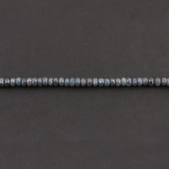 Beads Gemstone Big Halloween Sale 1 Strand Excellent Quality Aquamarine Silver Coated Faceted Rondelles - Roundles Beads 8mm-9mm 16 Inches SB2542 Code-HIGH-36514