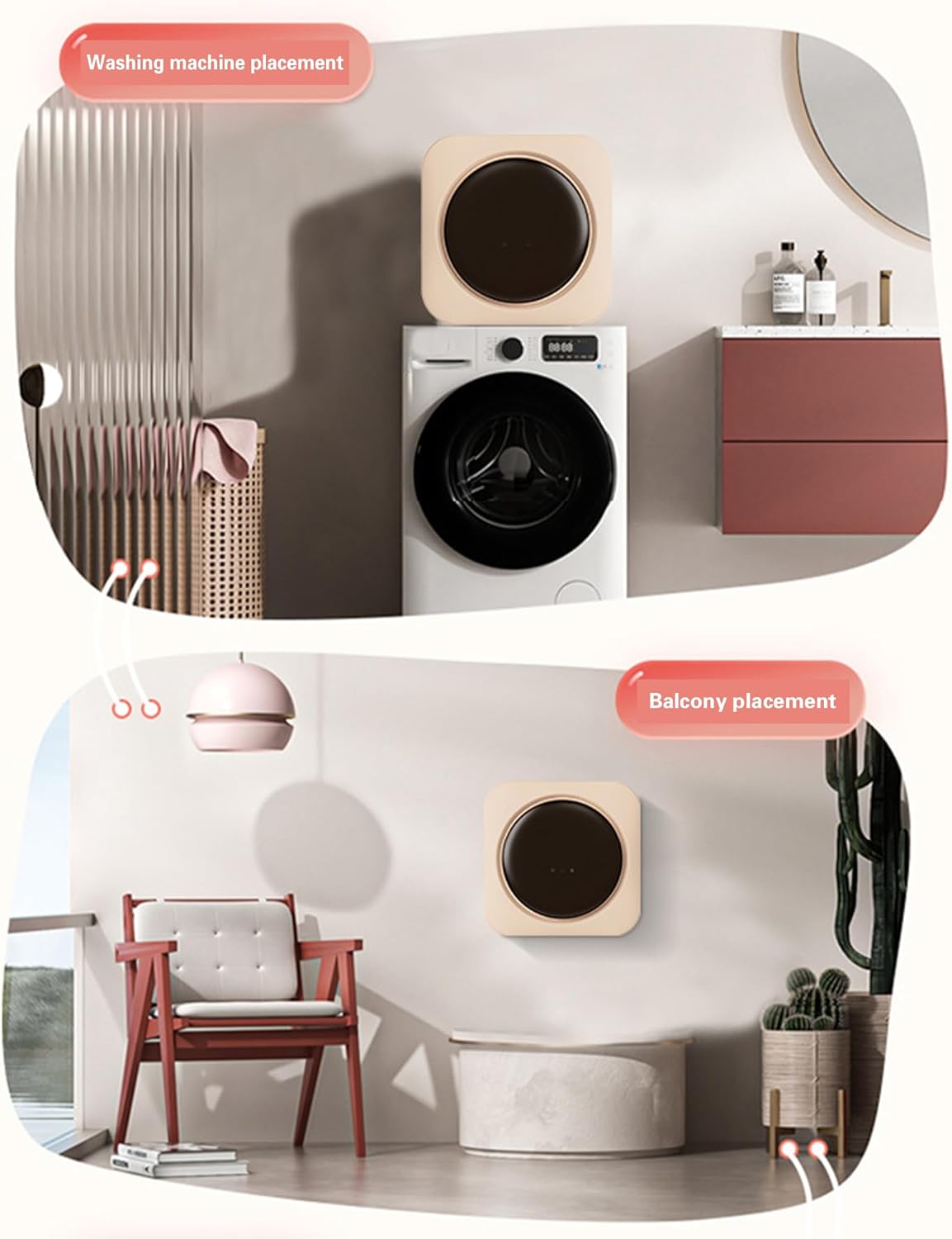 2-in-1 Mini Portable Washer and Dryer Combo - Wall Mounted Fully Automatic Front Drum Washing Machine with LCD Control Panel - for Small Clothes, Underwear, Socks Desktop