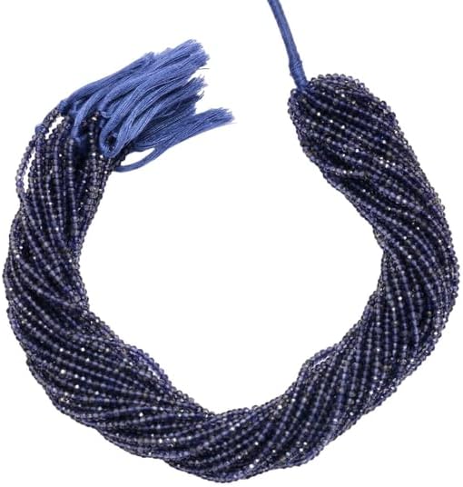 Blue Iolite 3mm Micro Faceted Loose Rondelle Beads |13inch 5 Strand CHIK-STRD-84312, Small