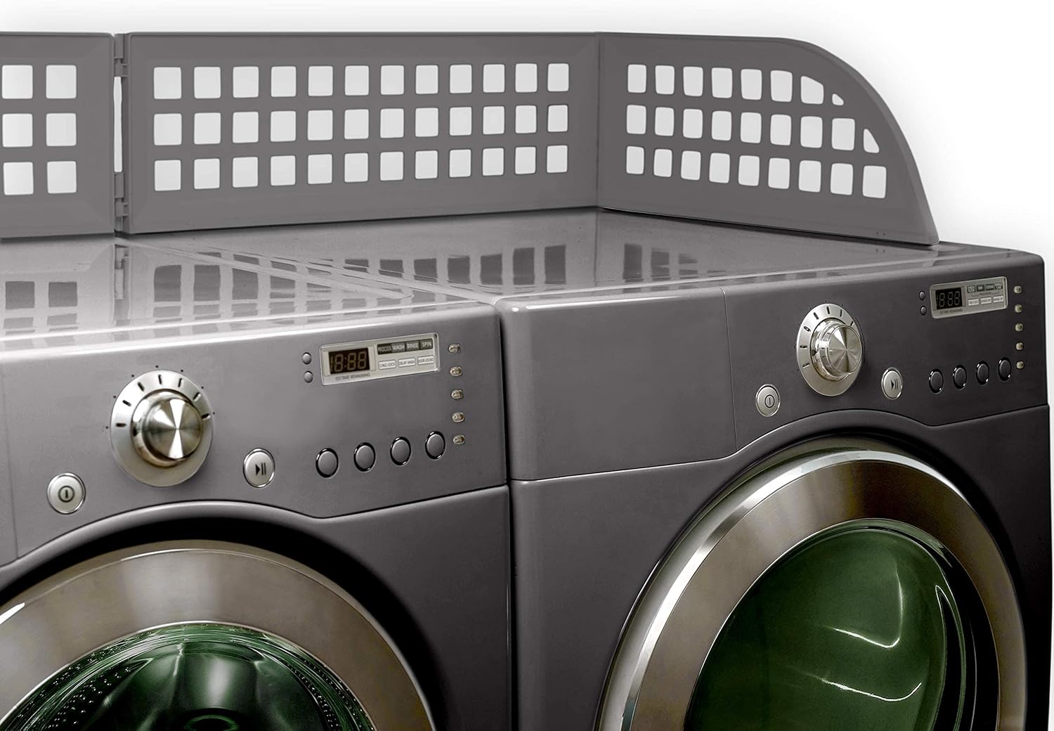 Haus Maus The Original Laundry Guard - Stop Laundry From Falling Behind Washer/Dryer - Invented by a US Mom - Made in NorthAmerica - Magnetic - Fits Most Front Loading Machines - Top of Fridge - Grey