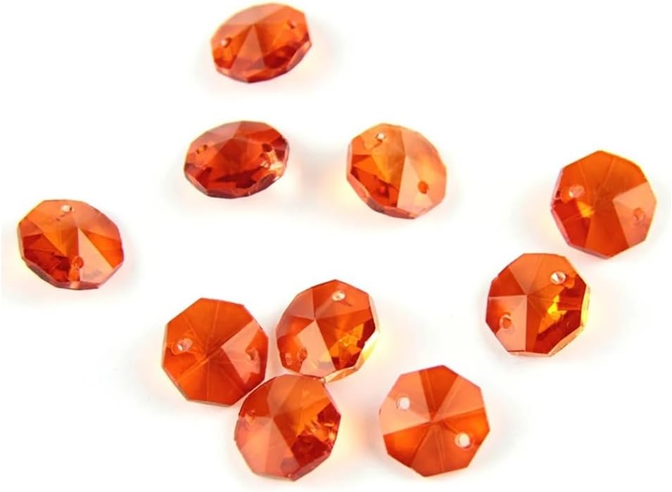 Hanging Crystals Prisms Orange 14mm Octagon Beads in 2 Holes Strand Garland Curtain Beads Hangings Crystals for Decoration(1000pcs)
