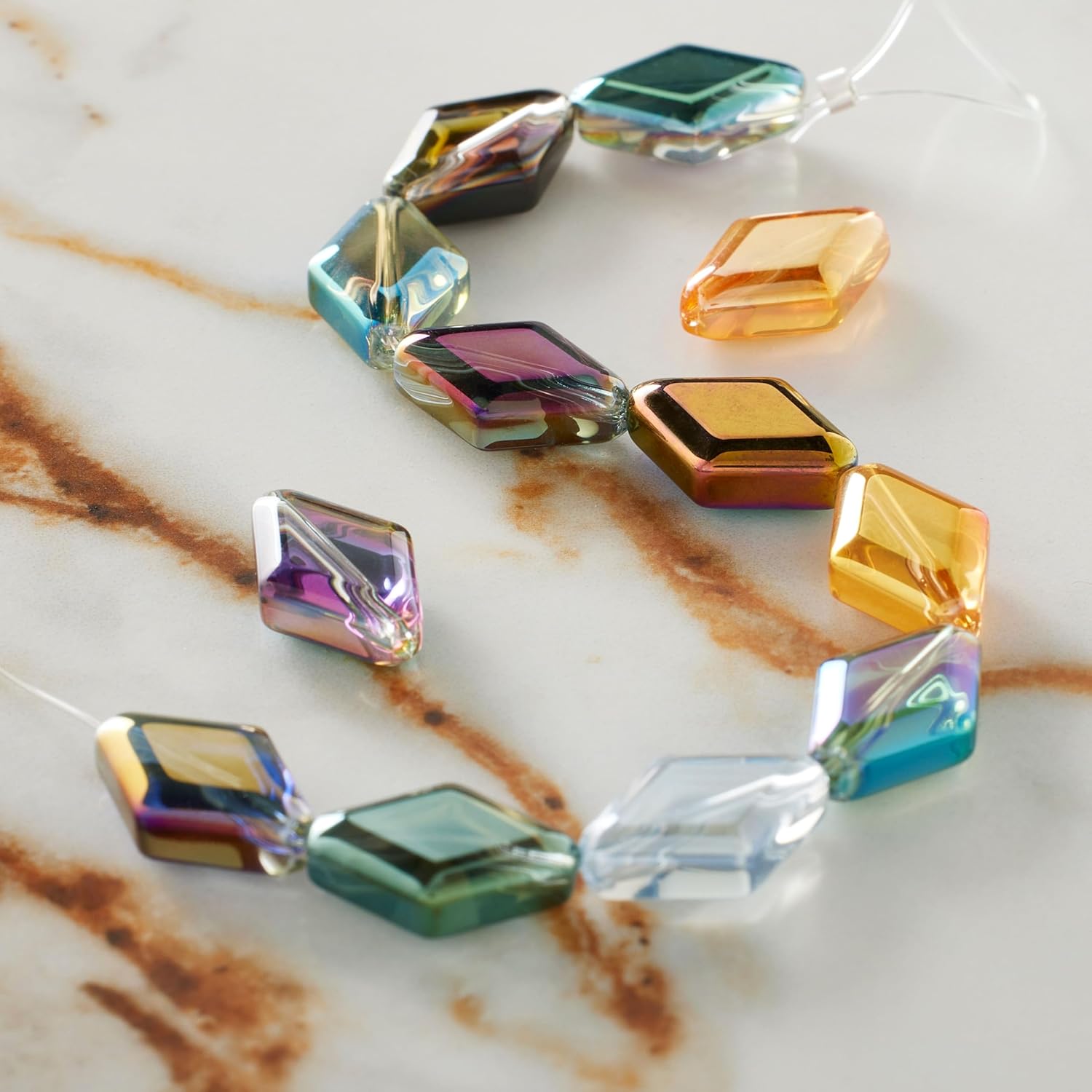 Bead Landing 10mm Multicolor Glass Diamond Beads - Perfect for Jewelry Making, Bracelets, Necklaces, Earrings, and Craft Projects, 12 Pack