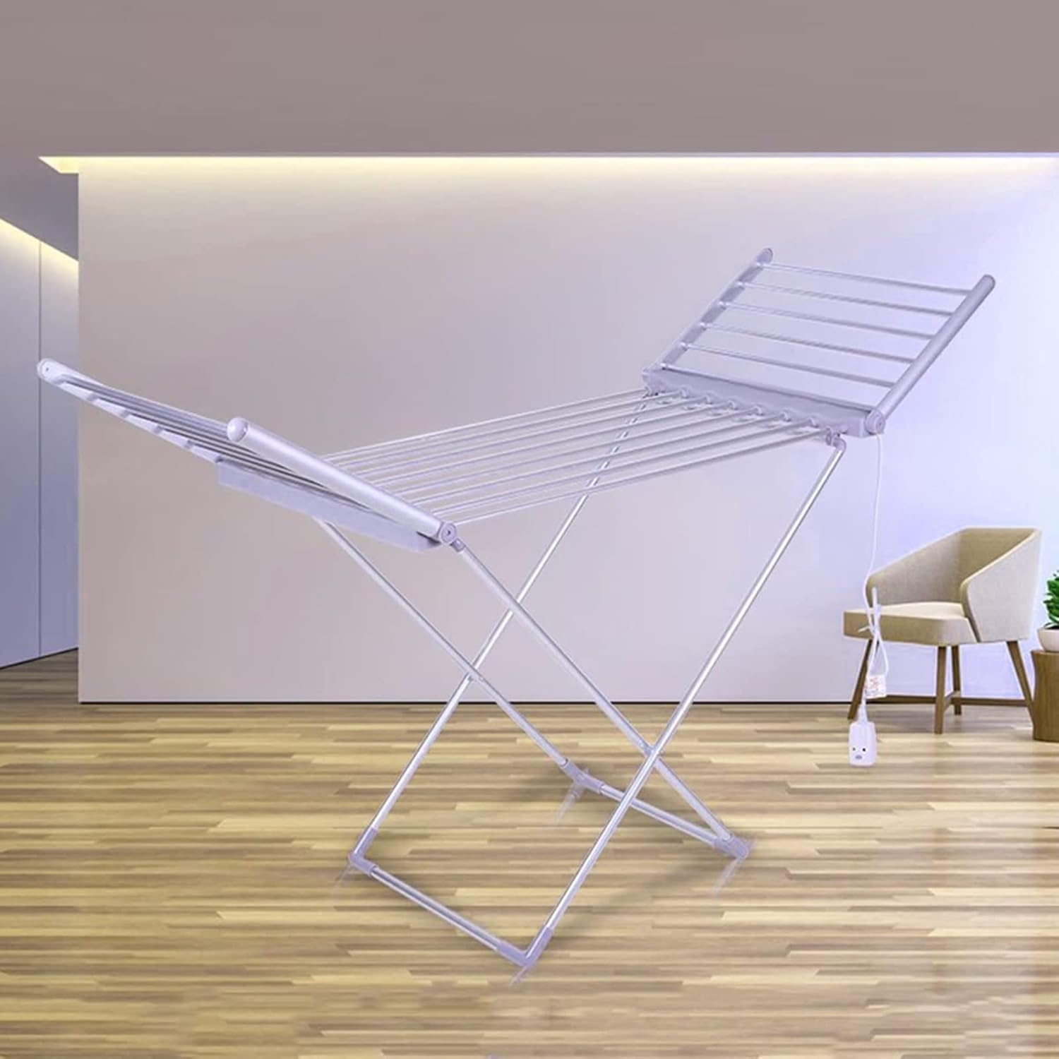 20 Bars Winged Electric Clothes Drying Rack, Fast Heating Laundry Rack, Folding Indoor Airer Wet Laundry Drying Horse Rack, Aluminium Clothes Rack, for Clothes, Towels, Linens