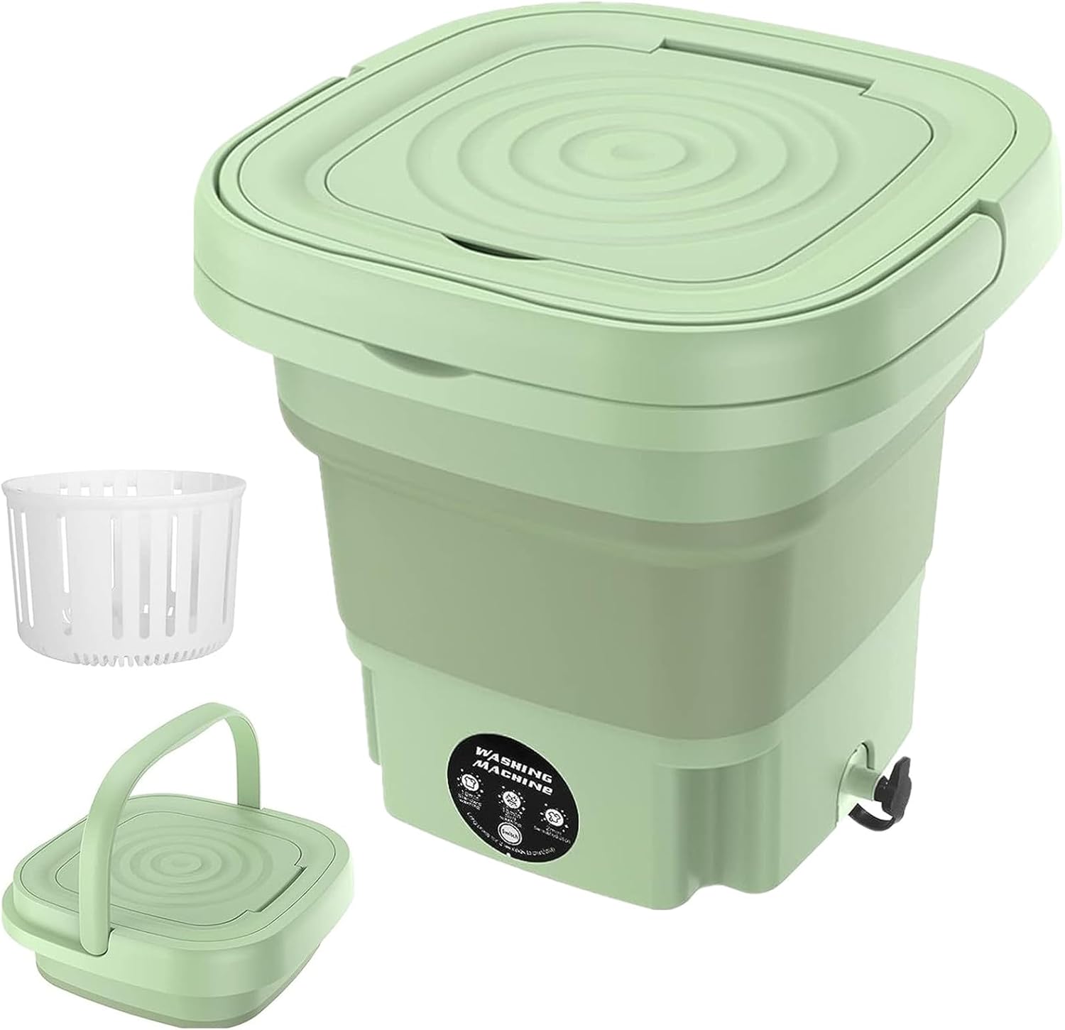 Portable Washing Machine,8L Foldable Mini Washer Dryer Combo with 3 Modes Deep Cleaning for Underwear,Baby Clothes, Small Washing Machine Apartments, Camping, RV, Travel Laundry Green
