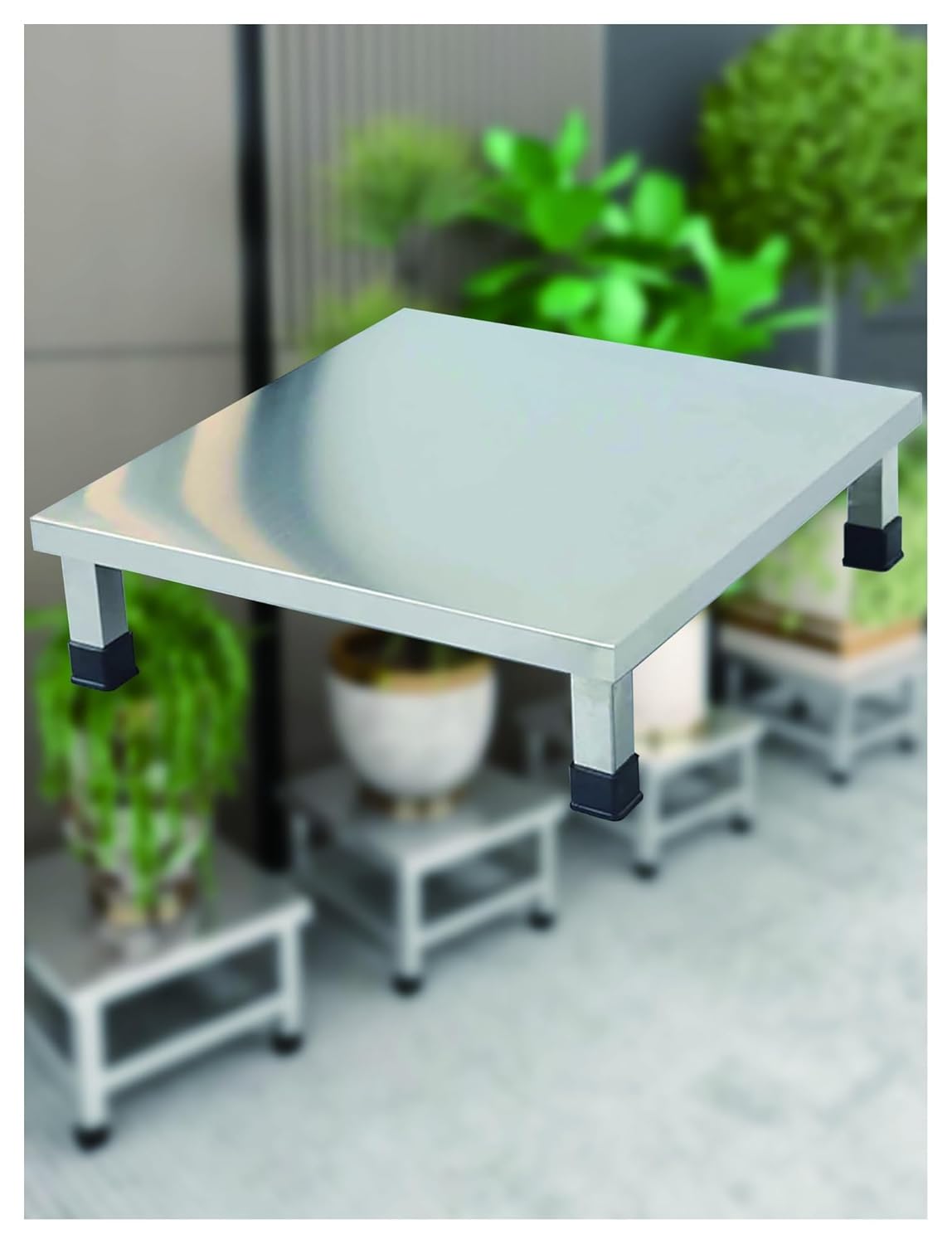 Stainless Steel Fridge Stand, Laundry Pedestal Washing Machine Tray Mat, Raised Shelf Base for Various Furniture and Household Appliances, No Assembly(H10cm/3.93in,30x30cm/11.8x11.8in)