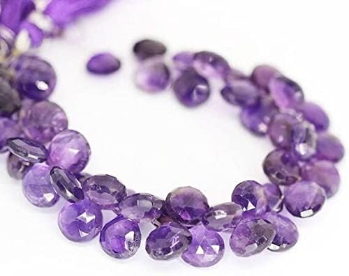 African Amethyst Purple Faceted Heart Drop Gemstone Loose Beads Strand 8
