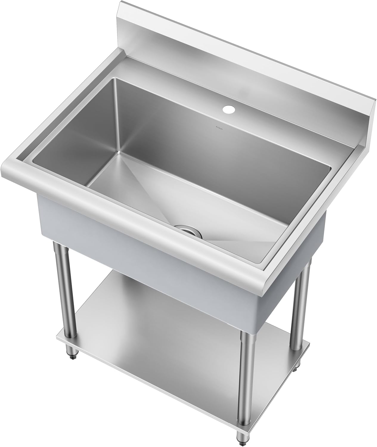KRAUS Standart Pro 32 Inch 18-Gauge Stainless Steel Scullery Sink, 24 Gallon Freestanding Commercial Style Single Bowl Laundry & Utility Sink, KHS230-32