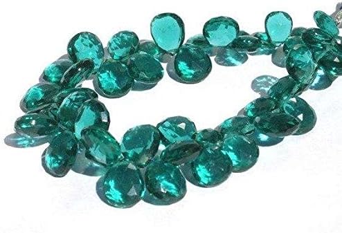 13 inch natural beads strand of 7x9-10x12mm faceted pear blue quartz gemstone briolletes beads for DIY jewelry - necklace, bracelet, earring, ring.