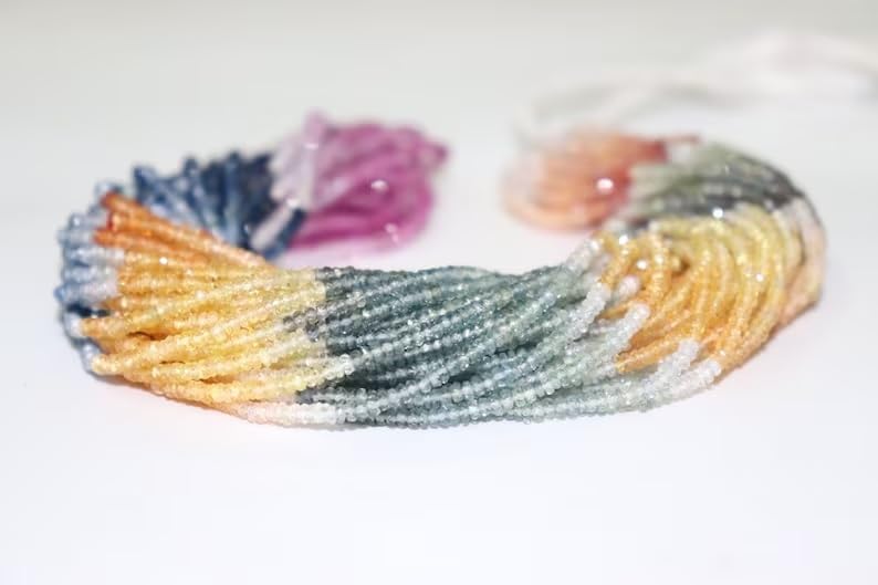 Multi Sapphire Faceted Rondelle Beads 2.5 mm Multi Rainbow Beads Multi Sapphire Beads Wholesale Beads Sapphire Multi Beads