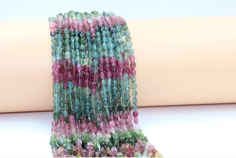 Multi Tourmaline Smooth Oval Shape Beads 5 * 7 mm Tourmaline Plain Beads Tourmaline Plain Oval Beads Wholesale Beads for Making Jwelery