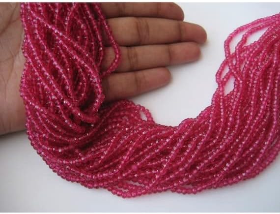 BEADS GEMSTONE 5 Strand Natural Pink Beads, Micro Faceted Beads, Coated Quartz, Rondelle Beads, 4mm Beads, 13 Inches Code-HIGH-18803