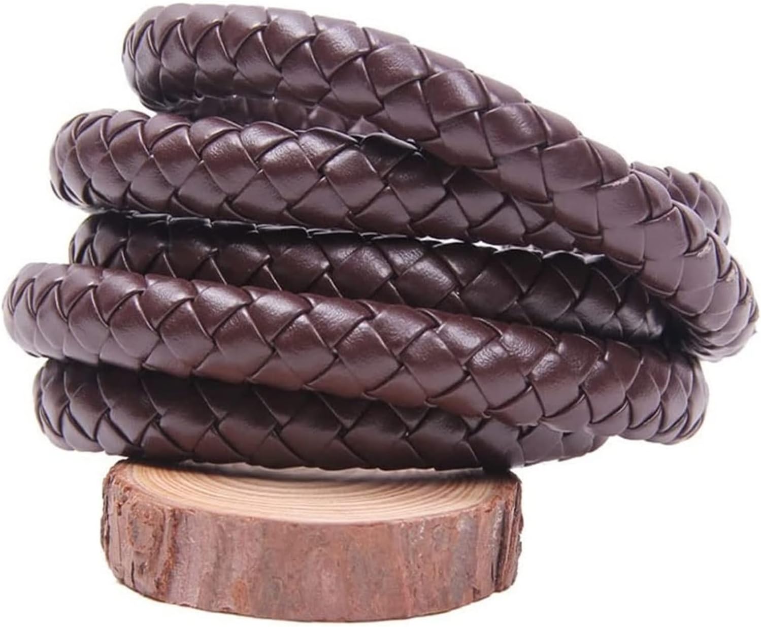 Fold Braided Leather Cord,10mm 12mm Round Leather Cord String DIY Necklace Bracelet Making Black Brown Braided PU Rope Jewelry Accessories, 1pcs (Color : Black, Size : 10mm 5m) ( Color : Brown , Size