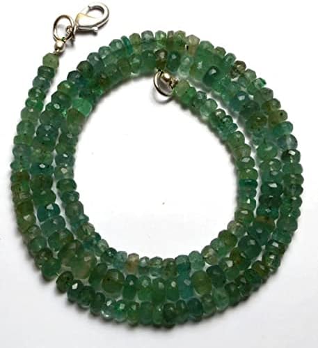 1 Strand Natural 19 Inches Stands A Gems 100% Natural Emerald Transparent Faceted Roundels Beads Necklace 4 to 6 MM