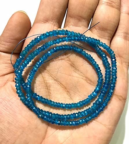 Natural NEON Blue rondelle Faceted Beads 3mm 15 inch Long String Jewelry Making Gemstone Beads for Necklace Bracelet
