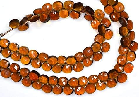 7 Inch 8mm-Deep Beer Quartz Faceted Heart Shape Briolette Beads Code-HIGH-59821