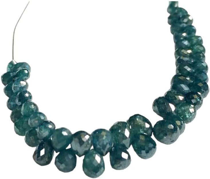 2x2.5mm-2x3mm Blue Diamond Faceted Briolette Beads, Natural Sparkling Rough Diamond Tear Drops, Diamond Drops For Jewelry (2Pcs To 10Pcs), 2x2.5 MM-2x3 MM, 5 PCS