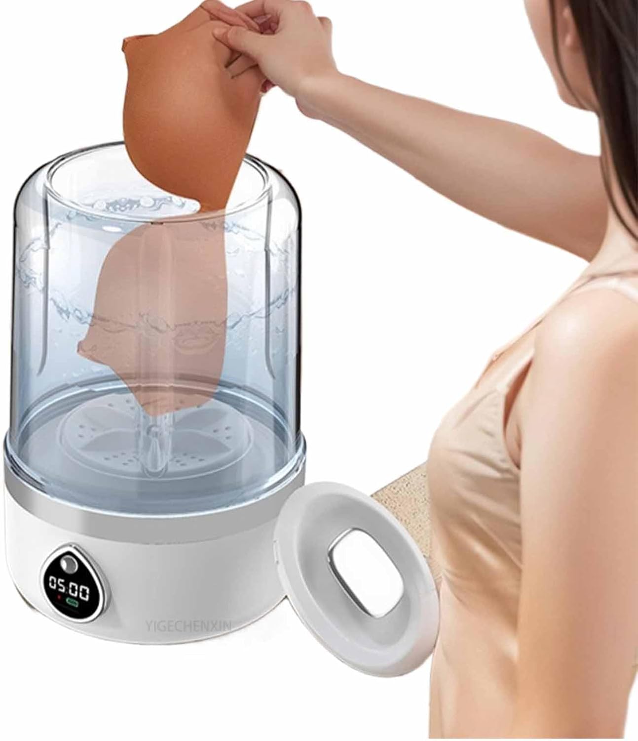 3600mAh household portable washing machine, 1.5L Mini LED Smart Washing Machine Two-way turbine scrubbing Suitable for small clothes, bibs