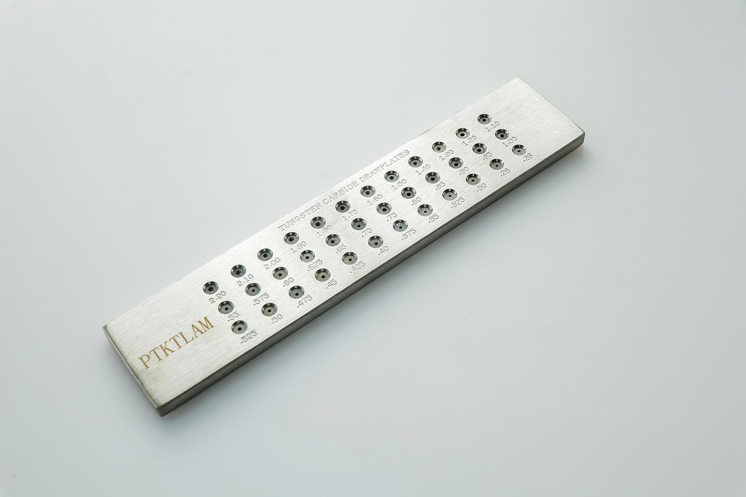 PTKTLAM High-Precision 304 Stainless Steel Round Wire Drawing Plate with Tungsten Carbide Inner Hole - Heavy-Duty Tool for Jewelers, Tolerance in Negative 0.01-0.02mm(0.26-2.2mm,36 Holes)