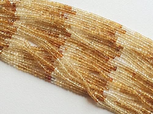 BEADS GEMSTONE 1 Strand Natural Citrine Faceted Rondelle Beads, Citrine Necklace, Shaded Orange Citrine Beads, 3.5mm to 4mm, 13 Inch Code-HIGH-16182