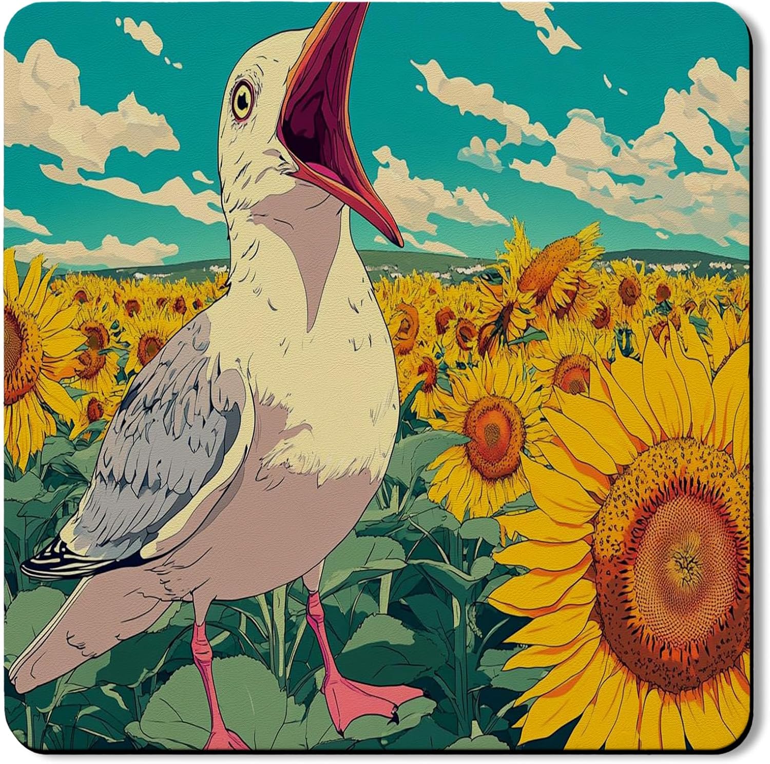 Sunflower Washer Dryer Top Protector Mat, Vintage Artistic Floral Laundry Machine Covers, Seasonal Rubber Anti-slip Waterproof Washer And Dryer Mats for Home 24x24 Inch