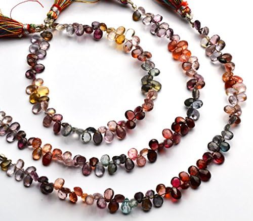 13 inch Natural Beads Strand of 4x6mm Faceted pear Multi Spinel Gemstone briolletes Beads for DIY Jewelry - Necklace, Bracelet, Earring, Ring.