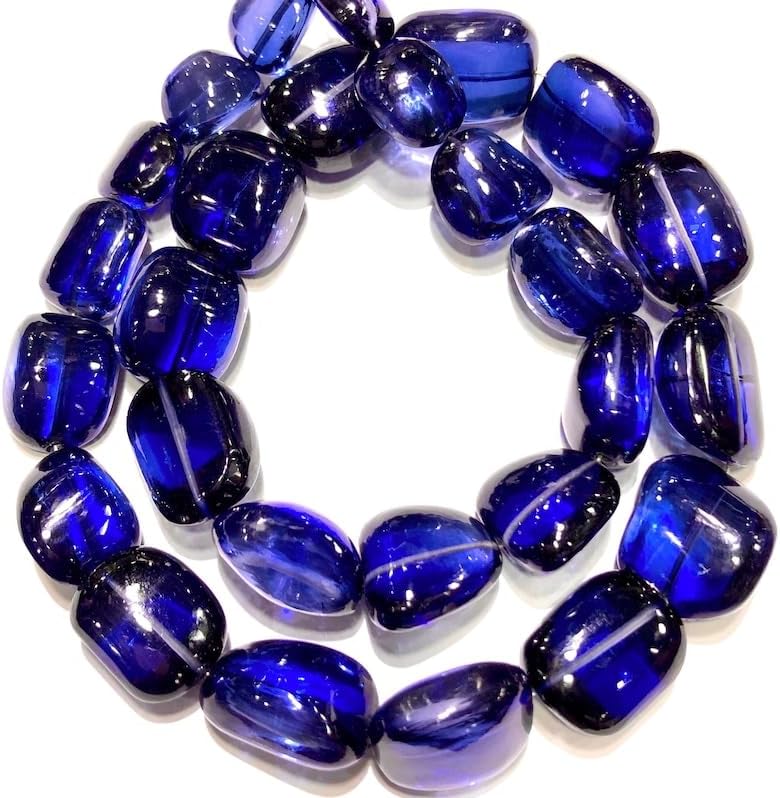Natural Blue Sapphire Corundum Nuggets Smooth Beads 12-16 MM 12 inch Long String Jewelry Making Gemstone Beads for Necklace Bracelet