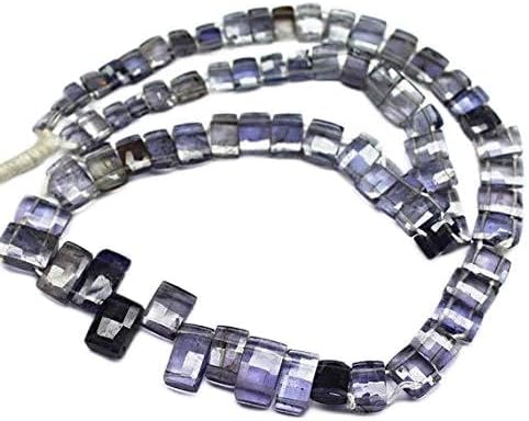 1 strand iolite rectangle chicletfaceted 14'' long strand gemstone beads, jewelry supplies for jewelry making, bulk beads, for meditation jewellery gemstone size 5mm to 10mm
