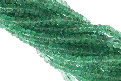 Green Emerald 3mm - 4mm Hand Faceted Rondelles 16