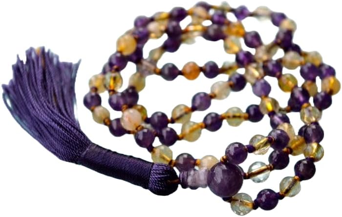 Natural Ametrine, Amethyst, Citrine 6mm 108 Mala Beads, Spiritual, Meditation Beads, Reiki, Japa Mala, Buddhist Prayer Beads, Yoga Bracelet, healing beads LKMALA-RRGU-1881