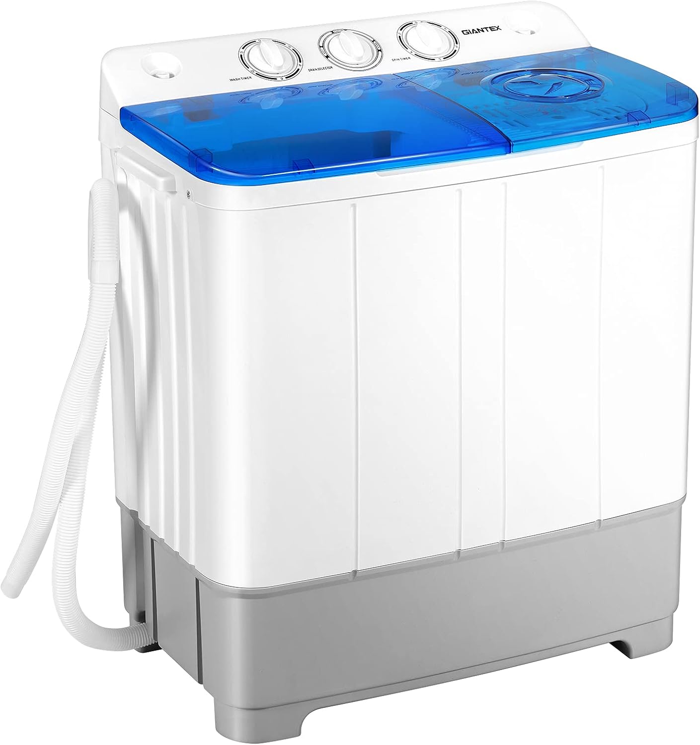 Giantex Portable Washing Machine, 2 in 1 Laundry Washer and Spinner Combo, 22lbs Capacity Twin Tub 13.2 lbs Washing 8.8 lbs Spinning, w/Timer Control, Built-in Drain Pump, Dorm Apartment