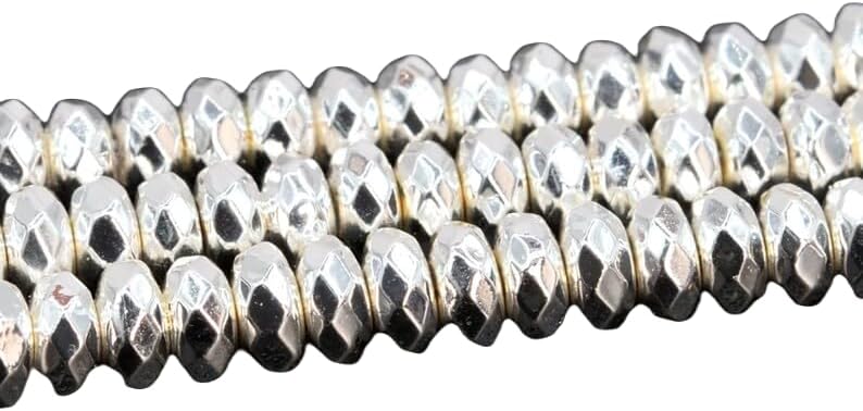 13 inch Strand of Natural gem Hematite, 3-4mm Round Faceted Beads for DIY Jewelry Making. | Beads_04616, As Per Photo